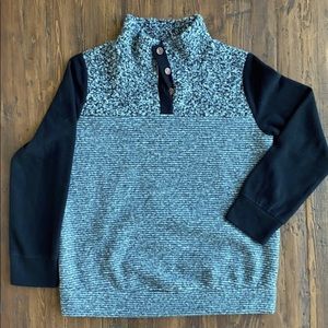 Two-Tone Button-Up Pull Over Sweater -Grey&Black